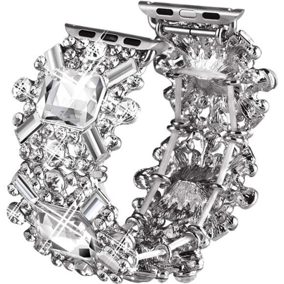 Bling Bands Compatible with Apple Watch Band, Diamond Rhinestone Metal Wristband - Picture 4 of 8